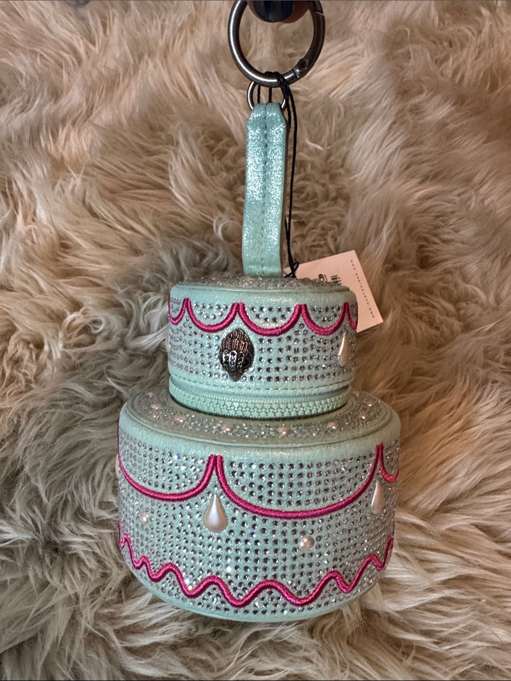 Kurt Geiger Mint Green Jeweled Two-Tier CAKE Trinket Bag CHARM